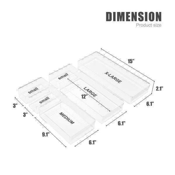 Sorbus 4-Piece Clear Acrylic Office Drawer Organizer Set - Perfect for pens, craft supplies & more