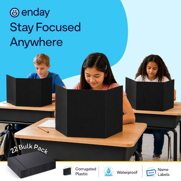 Enday Desk Dividers for Students 22 Pack Black Privacy Shields Classroom