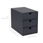 Bigso Ingrid 3-Drawer Fiberboard Desk Organizer | Stackable Desktop Storage for Office Supplies