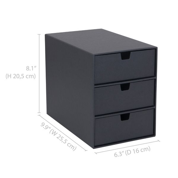 Bigso Ingrid 3-Drawer Fiberboard Desk Organizer | Stackable Desktop Storage for Office Supplies