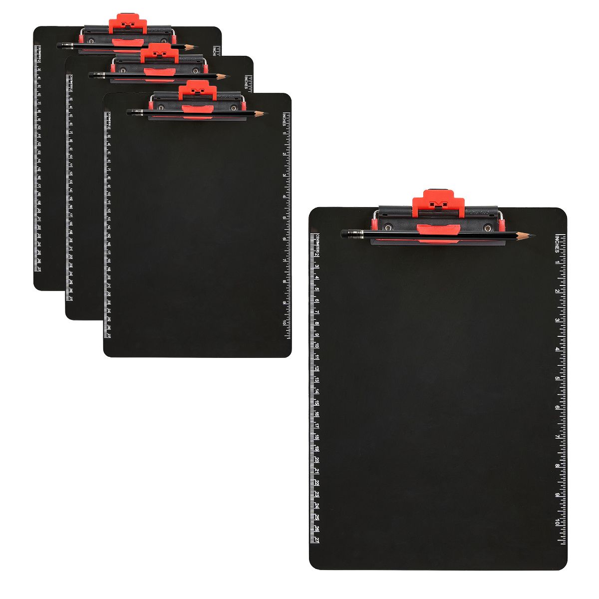 Set of 4 Upgraded Clipboard with Pen Clip, PET Clipboard Writing Board with Pen Holder for Office School, Portable Lightweight Durable Clipboard
