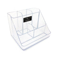 Isaac Jacobs 6 Compartment Clear Acrylic Makeup Organizer and Storage Tray for Cosmetics Office Supplies Crafts Bathroom Countertop Desk and Vanity