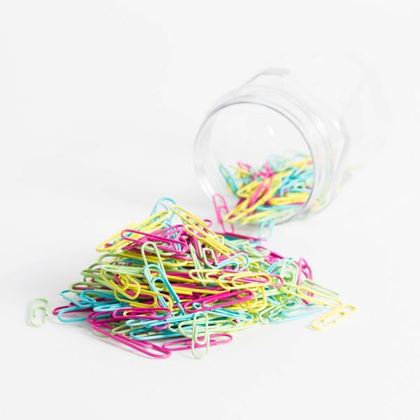 U Brands 300ct Assorted Paper Clips in Small Mason Jar Retro: Multicolor Brights, Iron, Office Supplies, Clips & Fasteners