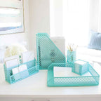 Blu Monaco 5 Piece Dark Teal Desk Organizer Set - Desk Organizers and Accessories for Women - Teal Desk Accessories - Desktop Organization
