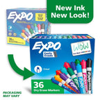 Expo 36ct Lo Odor Chisel Fashion Assorted Colors: Bold Dry Erase Markers, Multicolored, Art & Office Supplies, Ages 6+
