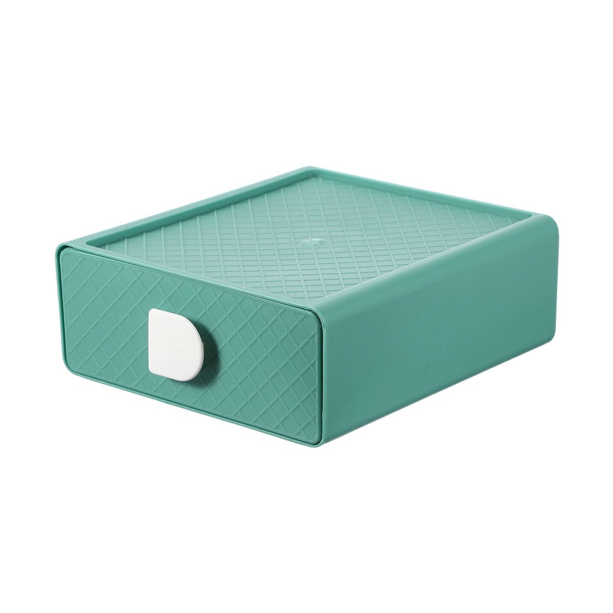 Unique Bargains Plastic Office Supplies Desk Makeup Stackable Storage Drawers Blue 1 Pc