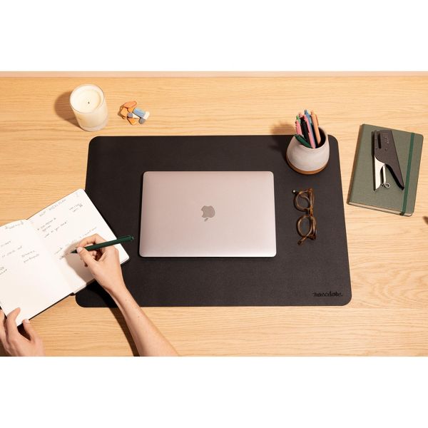 Anecdote Vegan Leather Desk Pad - Large Desk Mat Mouse Pad for Office, Keyboard & Laptop, Easy Clean, Black, 17x23.5