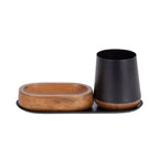 Kate & Laurel All Things Decor 3pc Koni Organization Set Black/Walnut Brown